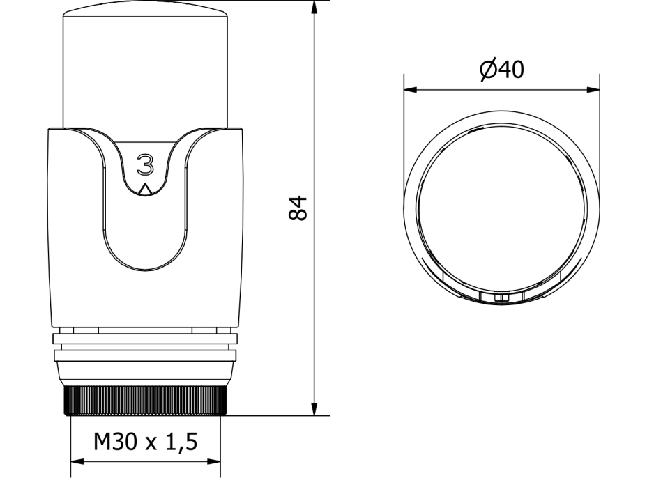 Termostatická hlavice pro radiátor MEXEN Modern - šedá - M30x1,5, W900-000-66