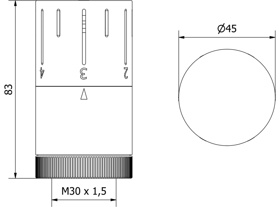 Termostatická hlavice pro radiátor MEXEN Space - černá - M30x1,5, W908-005-70