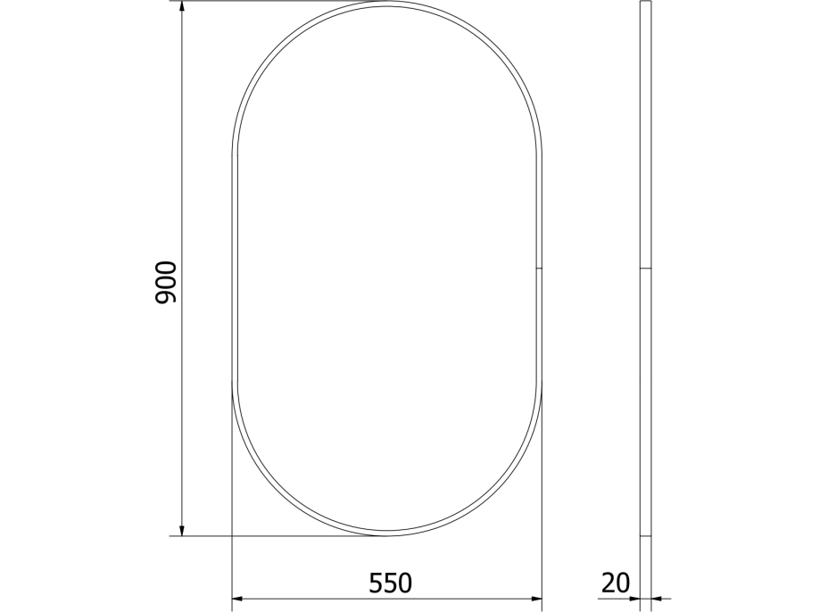 Oválné zrcadlo MEXEN LOFT 55x90 cm - zlatý rám, 9851-090-055-000-50