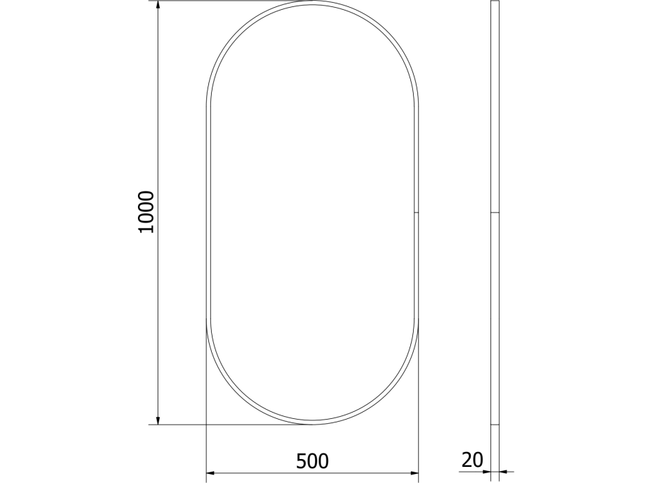 Oválné zrcadlo MEXEN LOFT 50x100 cm - zlatý rám, 9851-100-050-000-50