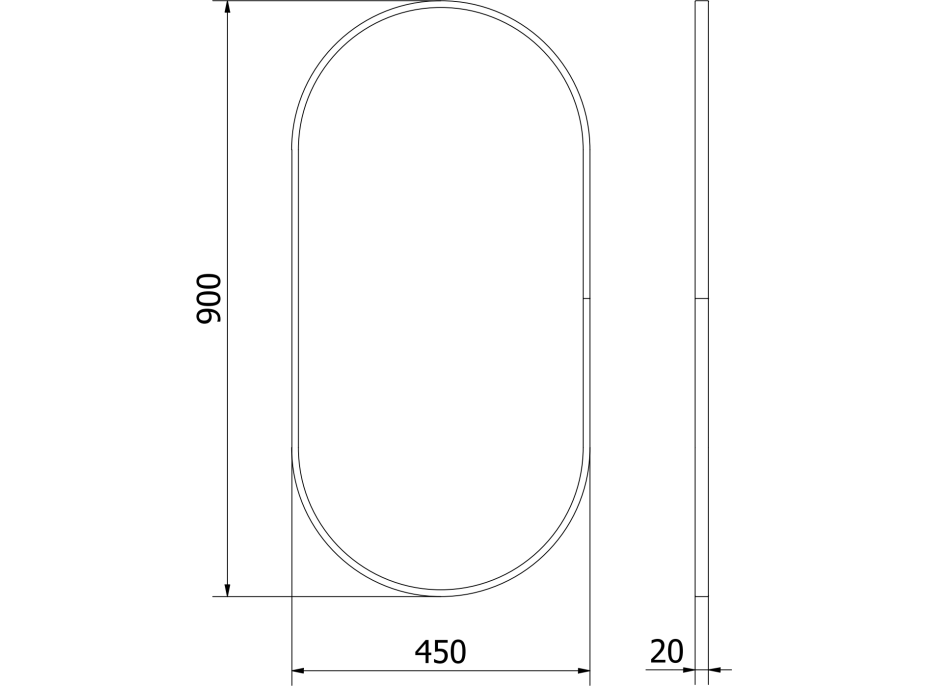 Oválné zrcadlo MEXEN LOFT 45x90 cm - zlatý rám, 9851-090-045-000-50