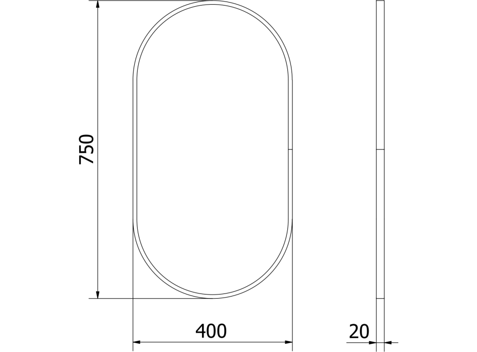 Oválné zrcadlo MEXEN LOFT 40x75 cm - zlatý rám, 9851-075-040-000-50