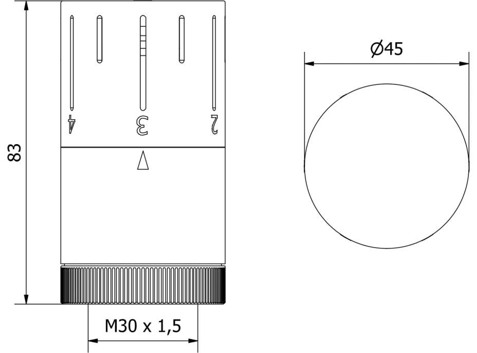 Termostatická hlavice pro radiátor MEXEN Space - bílá - M30x1,5, W908-005-20