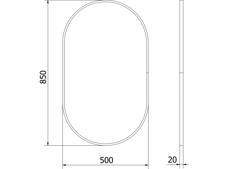 Oválné zrcadlo MEXEN LOFT 50x85 cm - zlatý rám, 9851-085-050-000-50