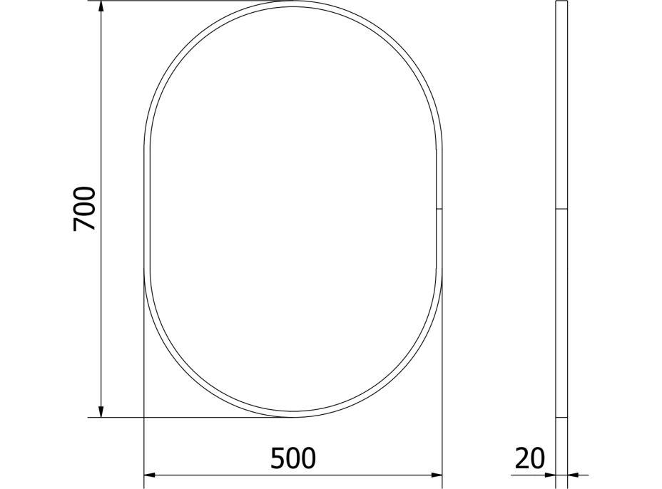 Oválné zrcadlo MEXEN LOFT 50x70 cm - zlatý rám, 9851-070-050-000-50