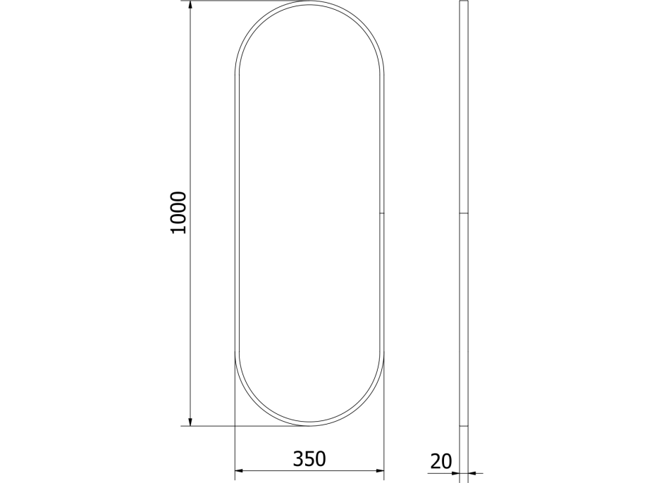 Oválné zrcadlo MEXEN LOFT 35x100 cm - zlatý rám, 9851-100-035-000-50