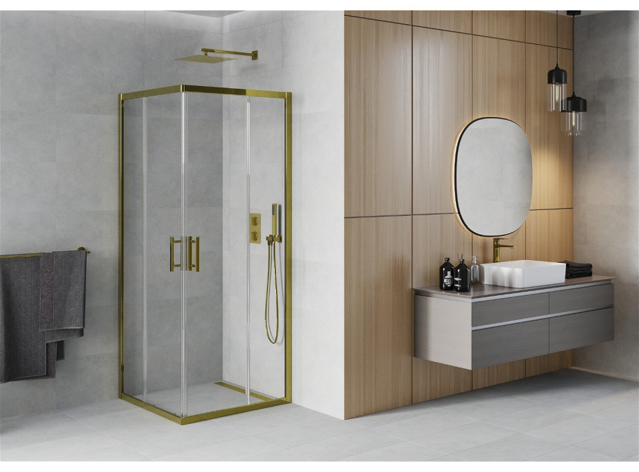 Sprchový kout MEXEN RIO gold transparent - 70x70 cm, 860-070-070-50-00