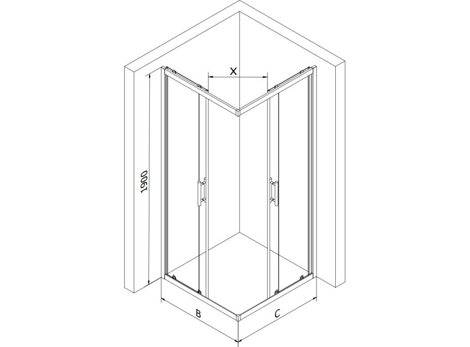 Sprchový kout MEXEN RIO gold transparent - 90x90 cm, 860-090-090-50-00