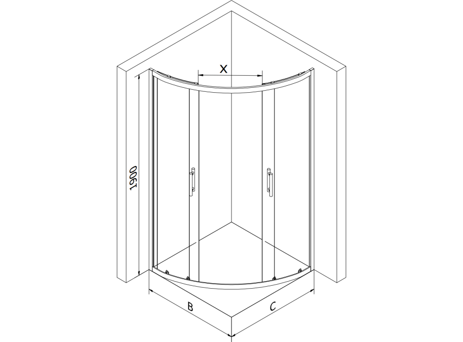 Sprchový kout MEXEN RIO gold - čtvrtkruh 80x80 cm, 863-080-080-50-00