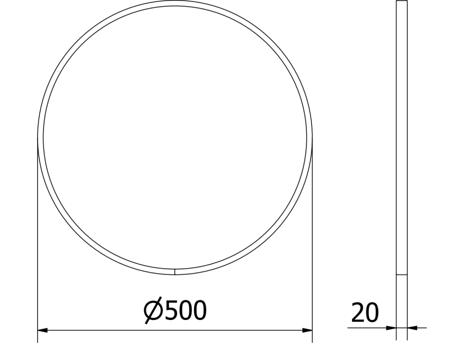 Kulaté zrcadlo MEXEN LOFT 50 cm - bílý rám, 9850-050-050-000-20