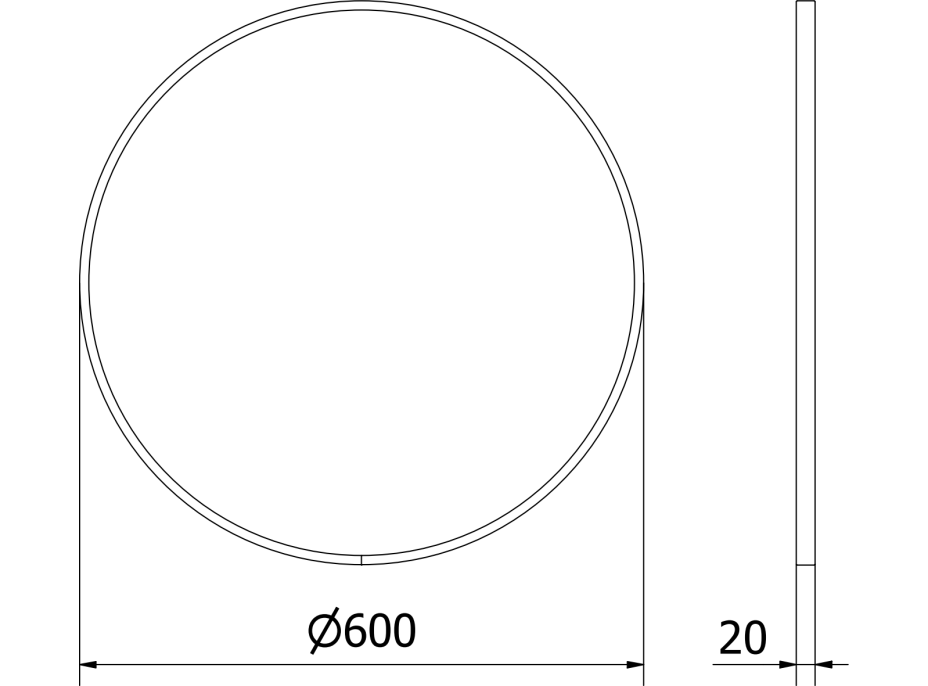 Kulaté zrcadlo MEXEN LOFT 60 cm - černý rám, 9850-060-060-000-70