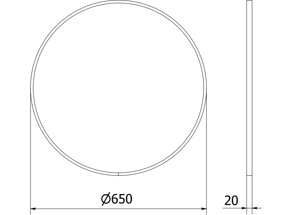 Kulaté zrcadlo MEXEN LOFT 65 cm - černý rám, 9850-065-065-000-70