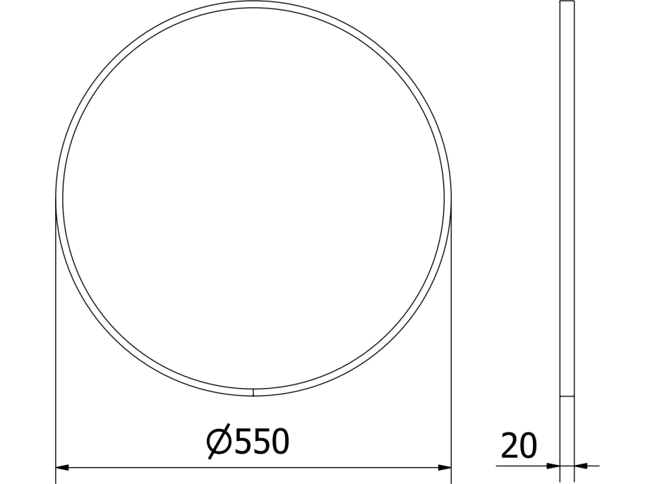 Kulaté zrcadlo MEXEN LOFT 55 cm - černý rám, 9850-055-055-000-70