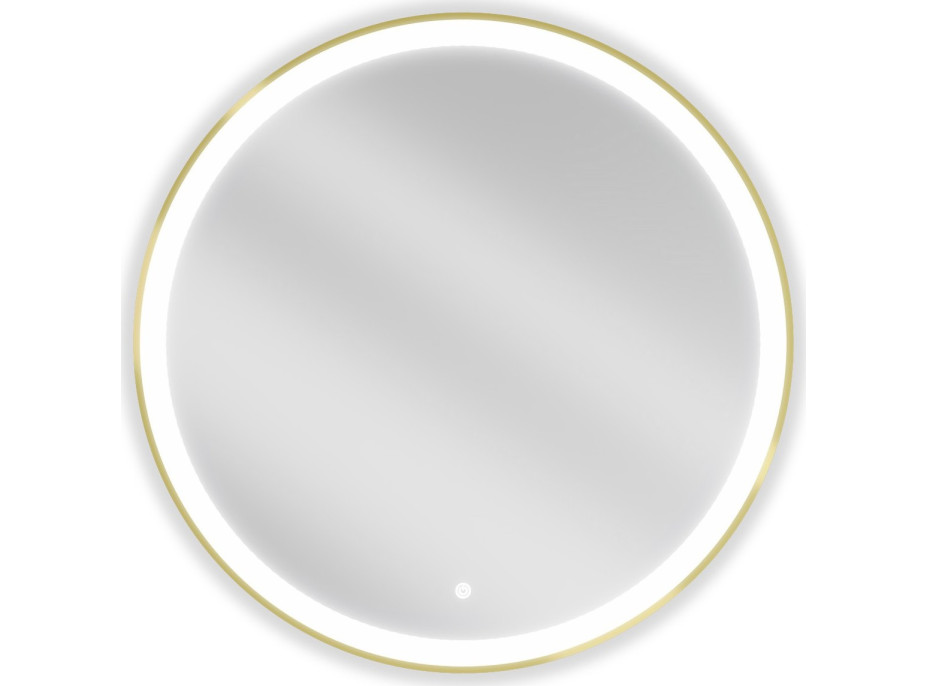 Kulaté zrcadlo MEXEN ESSO 80 cm se zlatým okrajem - s LED podsvícením a vyhříváním, 9825-080-080-611-50
