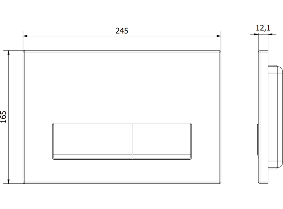 Ovládací tlačítko splachovadla - chromové matné - dvojčinné - plastové - typ 12, 601202