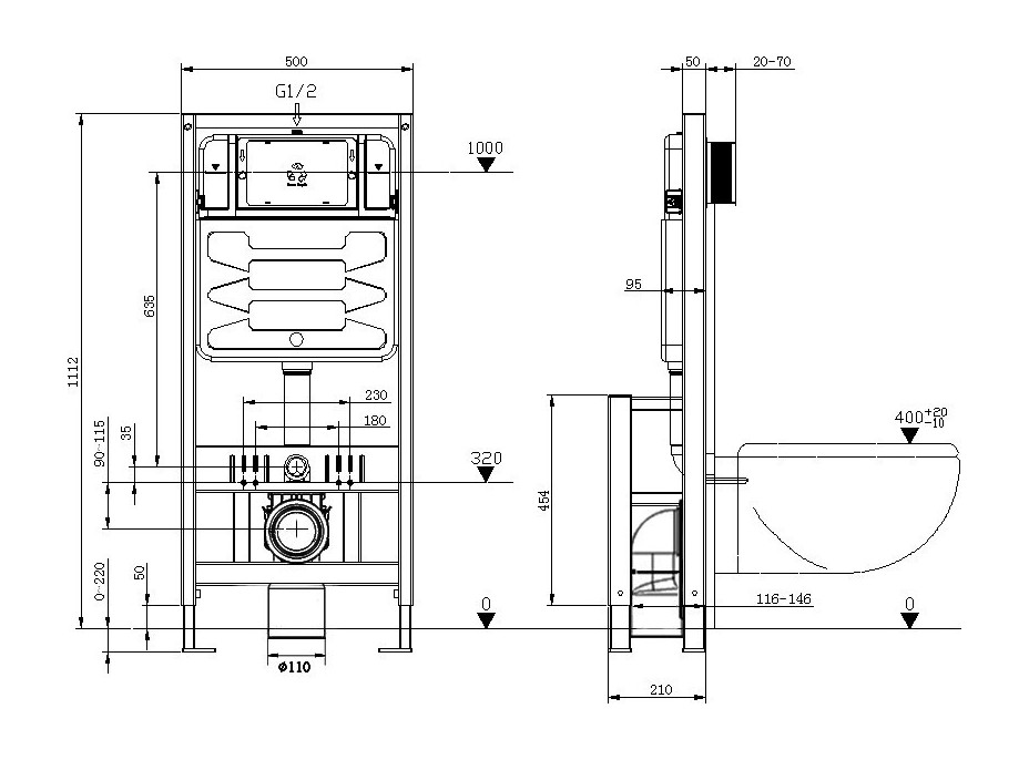 Podlahový WC modul Mexen Fenix F pro závěsné WC, 60101