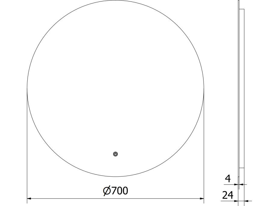 Kulaté zrcadlo MEXEN ERG 70 cm - s LED podsvícením a vyhříváním, 9823-070-070-611-00