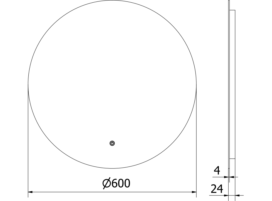 Kulaté zrcadlo MEXEN ERG 60 cm - s LED podsvícením a vyhříváním, 9823-060-060-611-00