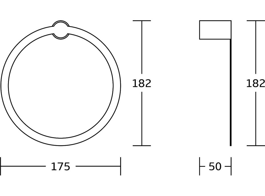 Koupelnový držák na ručníky MEXEN BASE - kulatý - černý matný, 7088232-70