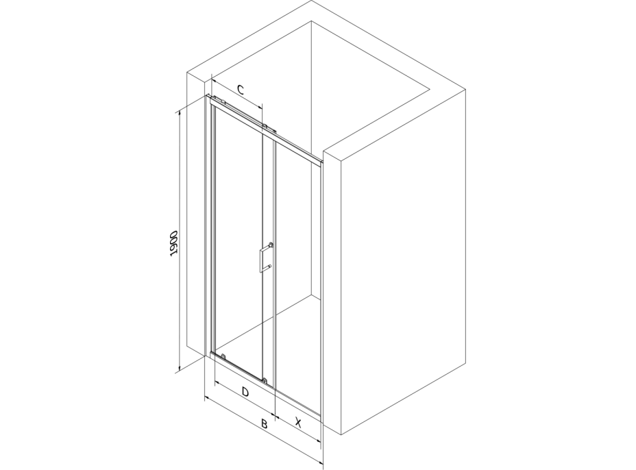 Sprchové dveře MEXEN APIA GOLD 90 cm - zlaté, 845-090-000-50-00