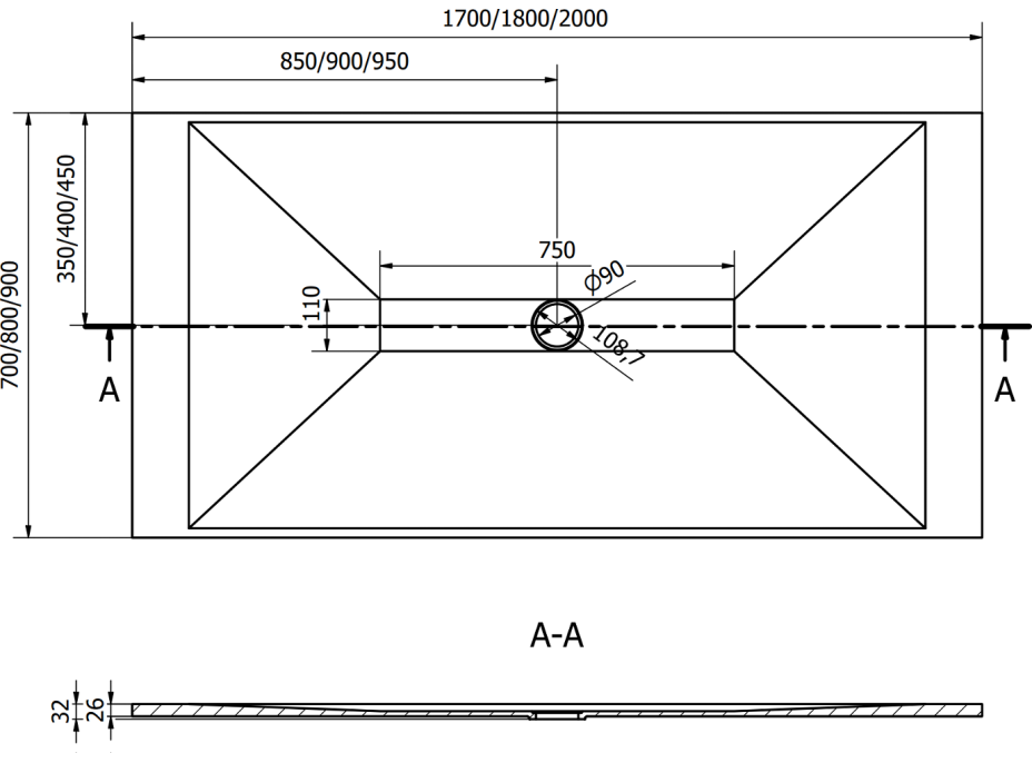 Sprchová SMC vanička MEXEN TORO 70x200 cm - černá, 43707020