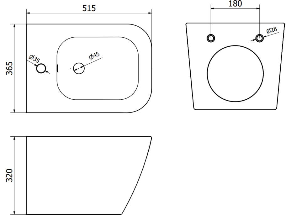 Závěsný bidet MEXEN MADOX - bílý, 35155100