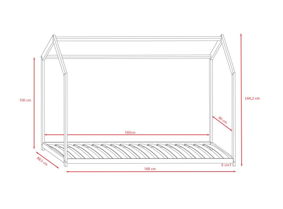 Dětská domečková postel IZABELA - přírodní 160x80 cm