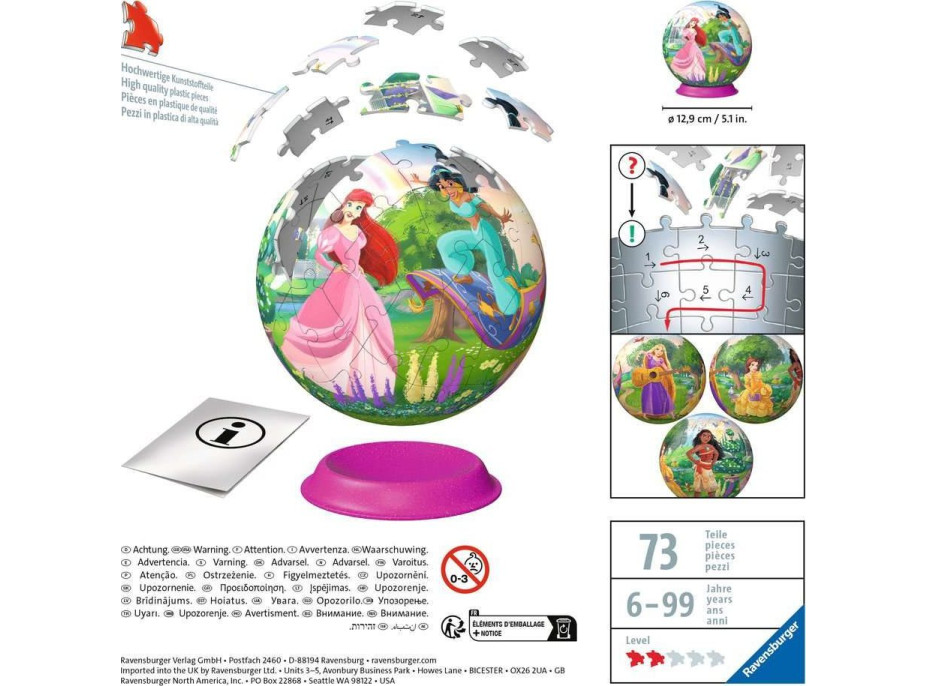 RAVENSBURGER 3D Puzzleball Disney princezny 73 dílků