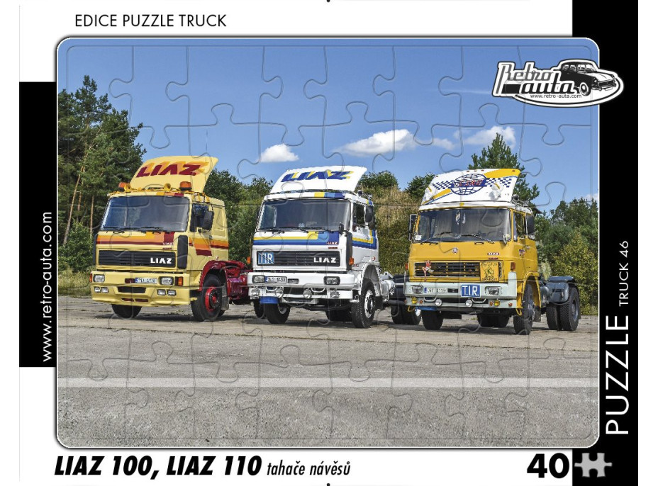 RETRO-AUTA Puzzle TRUCK č.46 LIAZ 100, LIAZ 110 tahače návěsů 40 dílků