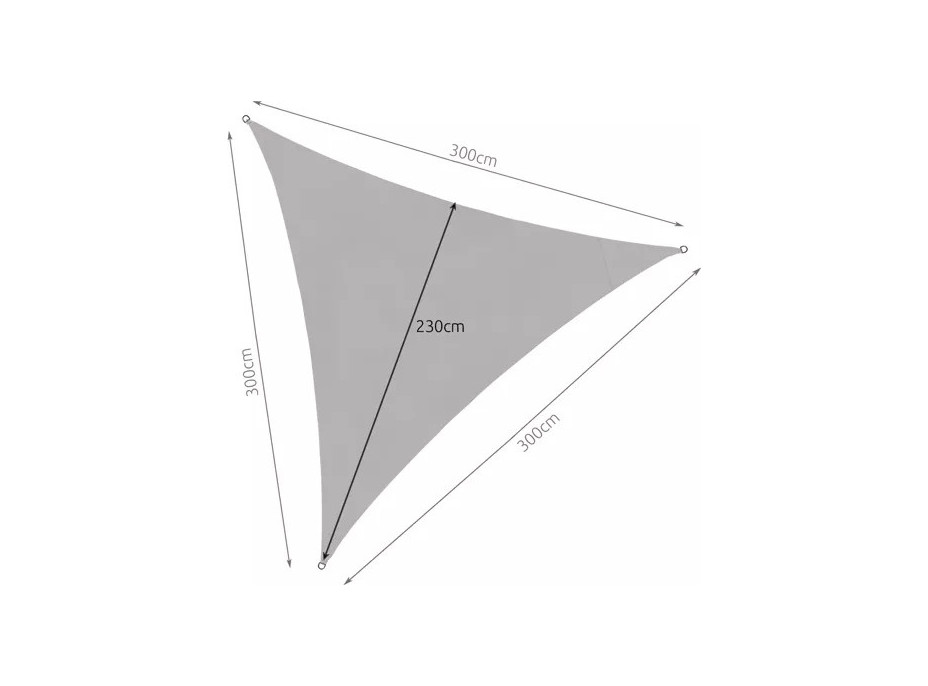 Stínící trojúhelníková plachta 3x3x3 m - šedá