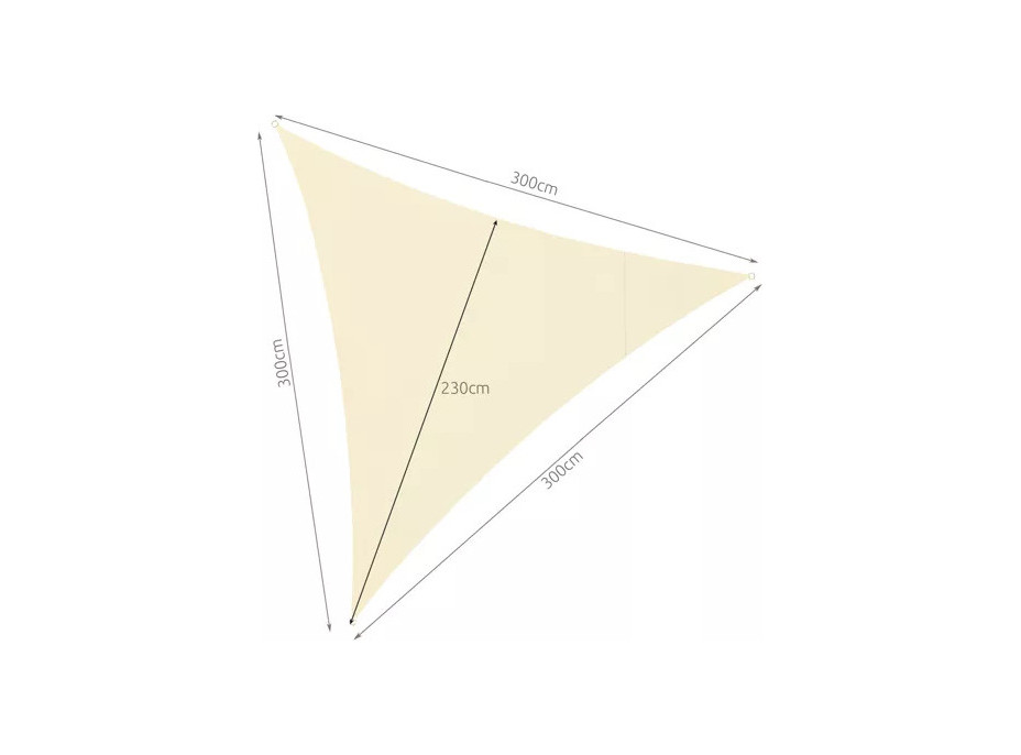 Stínící trojúhelníková plachta 3x3x3 m - béžová