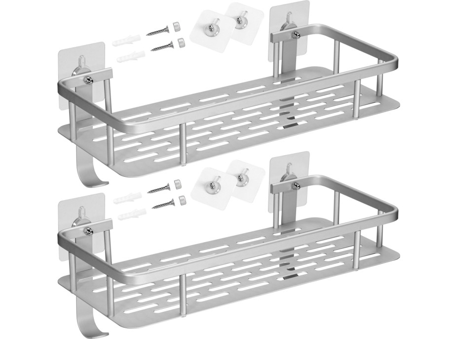 Sada poliček do koupelny ITAKA  - stříbrná - 2 kusy