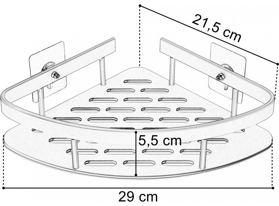 Koupelnová rohová polička LUSAKA - stříbrná