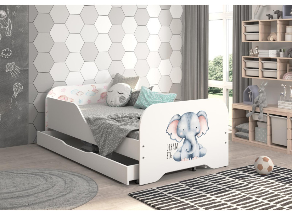 Dětská postel KIM - SAFARI SLŮNĚ 160x80 cm