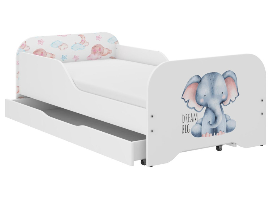 Dětská postel KIM - SAFARI SLŮNĚ 160x80 cm