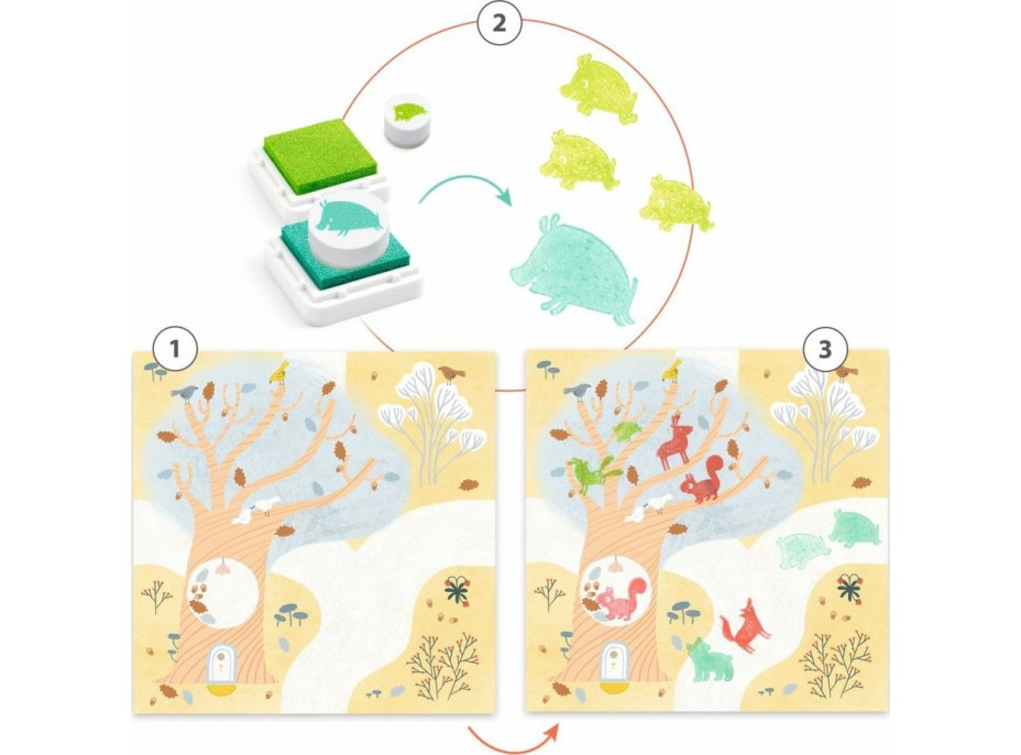 DJECO Razítkovací set Strom zvířátek