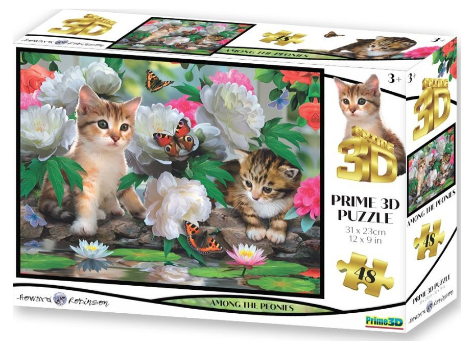 PRIME 3D Puzzle Mezi pivoňkami 3D 48 dílků