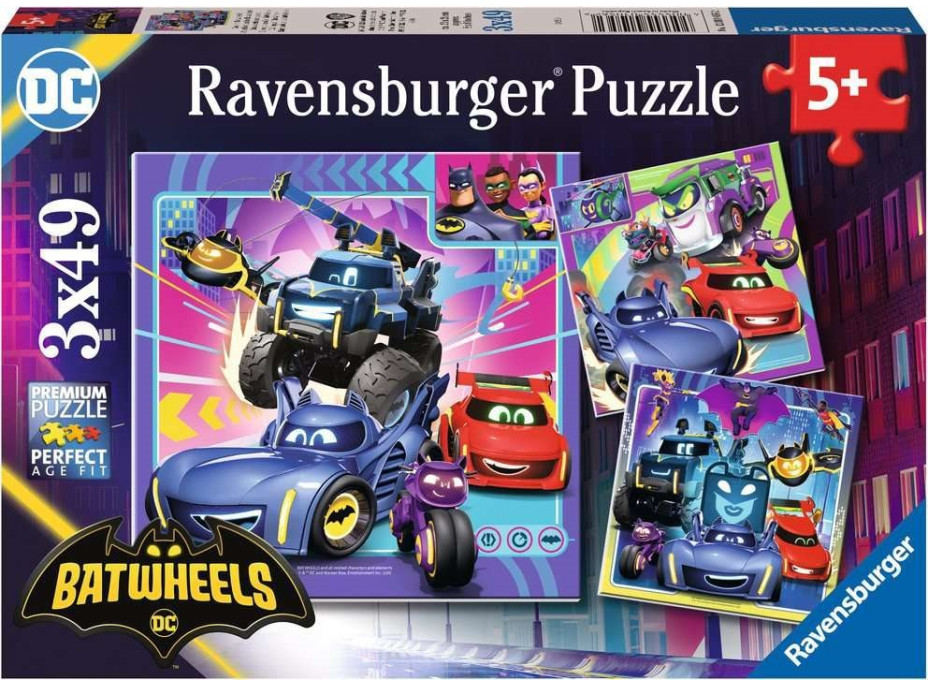 RAVENSBURGER Puzzle Batwheels 3x49 dílků