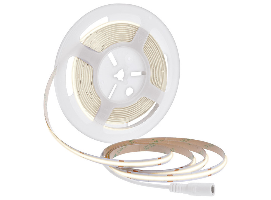 LED COB pásek, sada s adaptérem, vypínač, 5m, 8W/m, 800lm/m, neutrální bílá