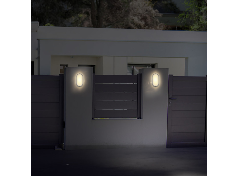 LED venkovní osvětlení oválné - 26 cm - šedá barva