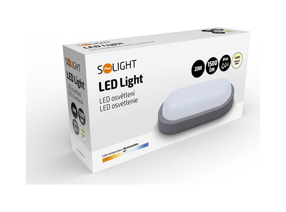 LED venkovní osvětlení oválné - 26 cm - šedá barva