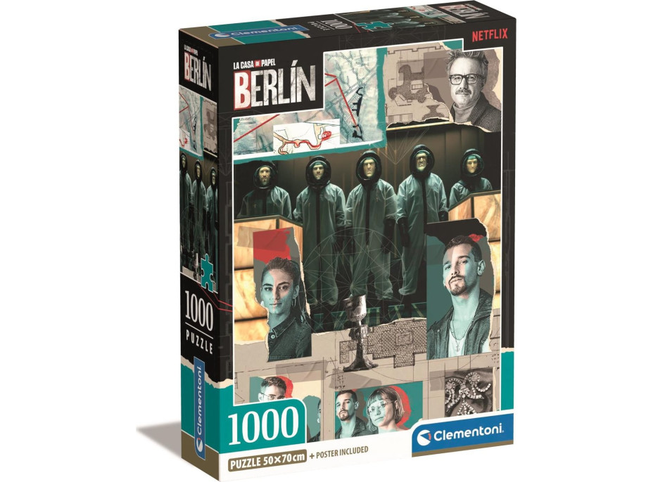 CLEMENTONI Puzzle La Casa de Papel Berlín: Jdeme do akce 1000 dílků