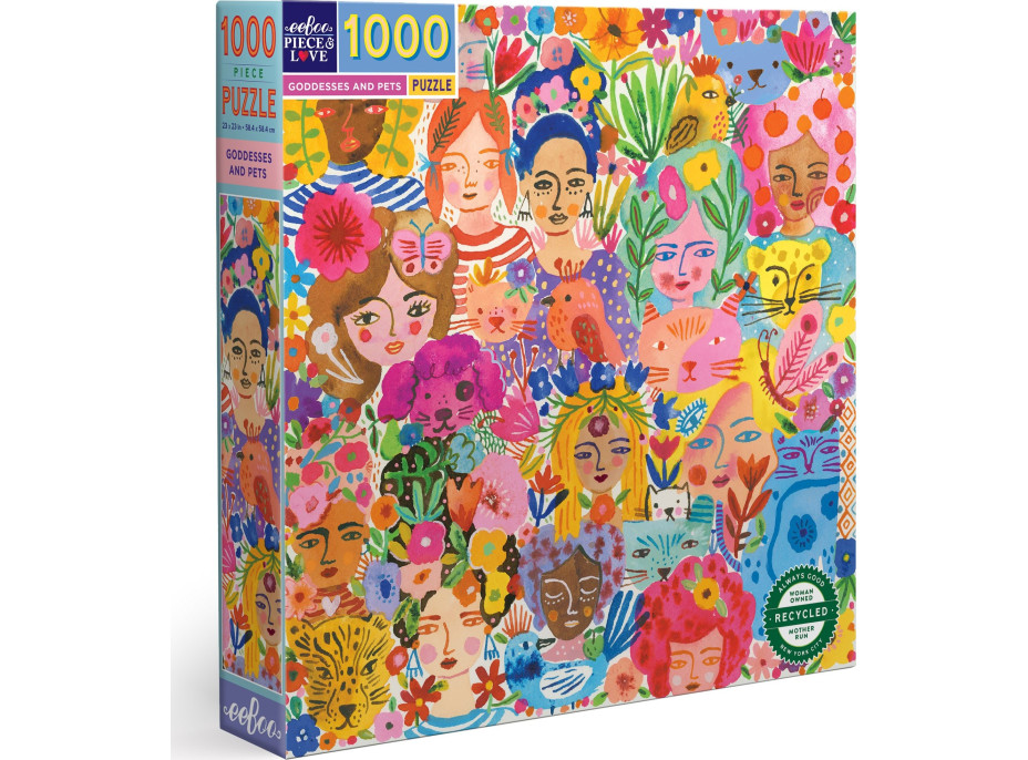 EEBOO Čtvercové puzzle Bohyně a domácí mazlíčci 1000 dílků