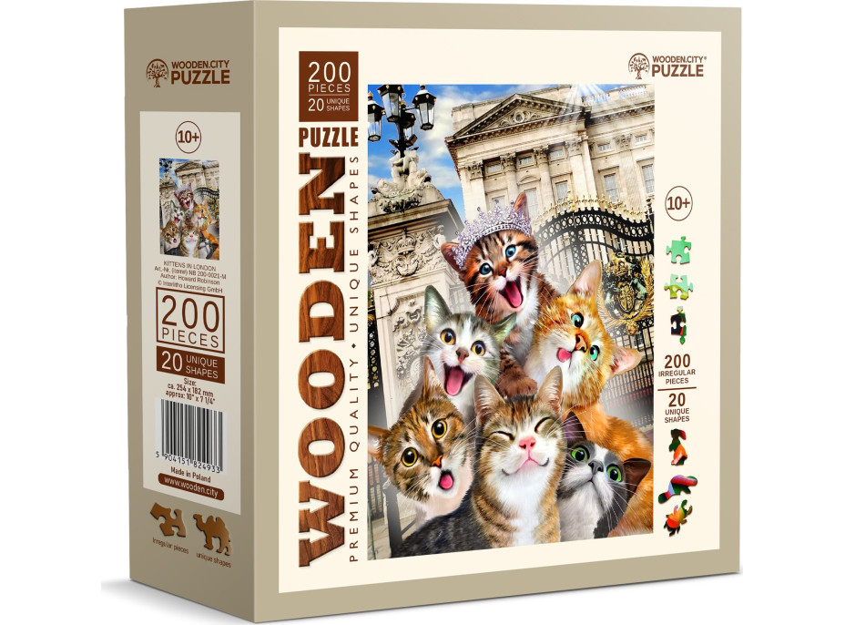 WOODEN CITY Dřevěné puzzle Koťata v Londýně 200 dílků