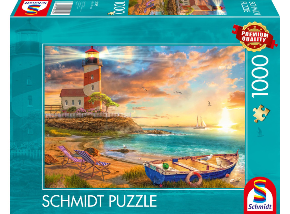 SCHMIDT Puzzle Západ slunce nad zátokou s majákem 1000 dílků