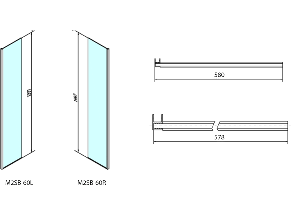 Polysan MODULAR SHOWER pevný panel k instalaci na stěnu modulu MS2, 600 mm, levý MS2B-60L