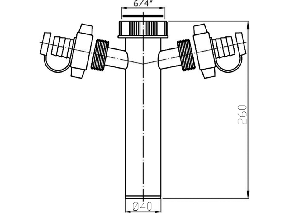 Bruckner Dřezová odtoková trubka 6/4", 2x pračková odbočka, DN40, bílá 155.136.0