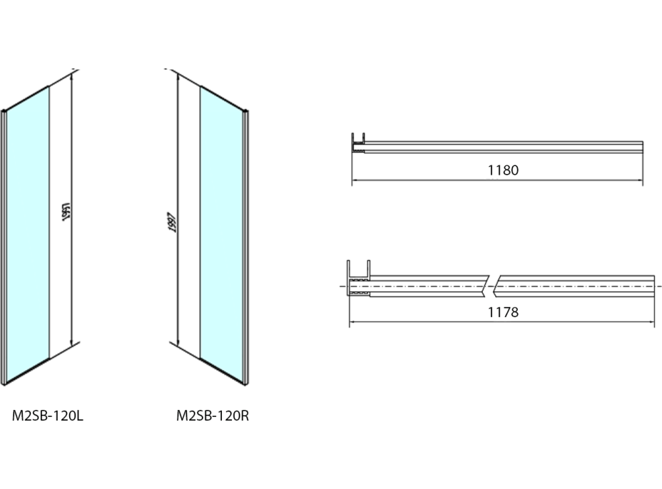 Polysan MODULAR SHOWER pevný panel k instalaci na stěnu modulu MS2, 1200 mm, pravý MS2B-120R