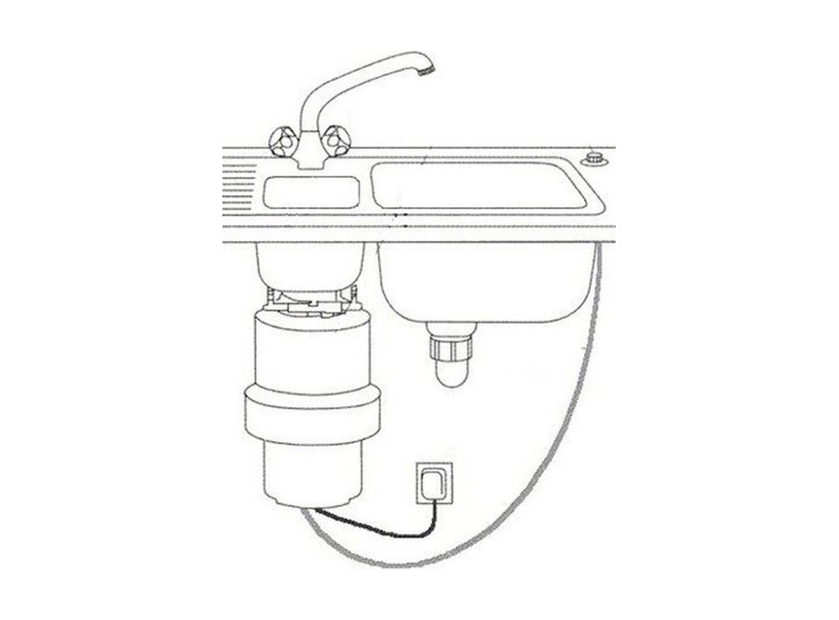 Sapho IN SINK dřezový drtič kuchyňského odpadu, 230V, 380W, pneu. spínač MODEL56