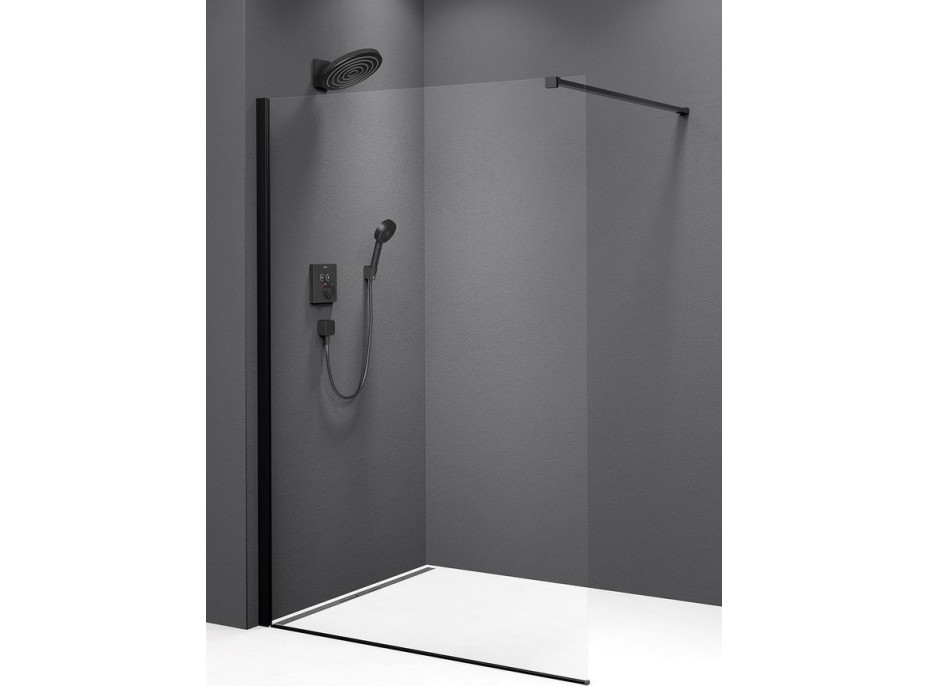 Polysan MODULAR SHOWER BLACK jednodílná zástěna pevná k instalaci na zeď, 1000 mm MS1-100B